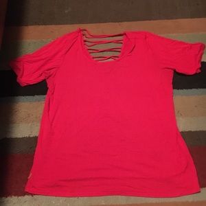 Red, lace up back T, Torrid (size 2)